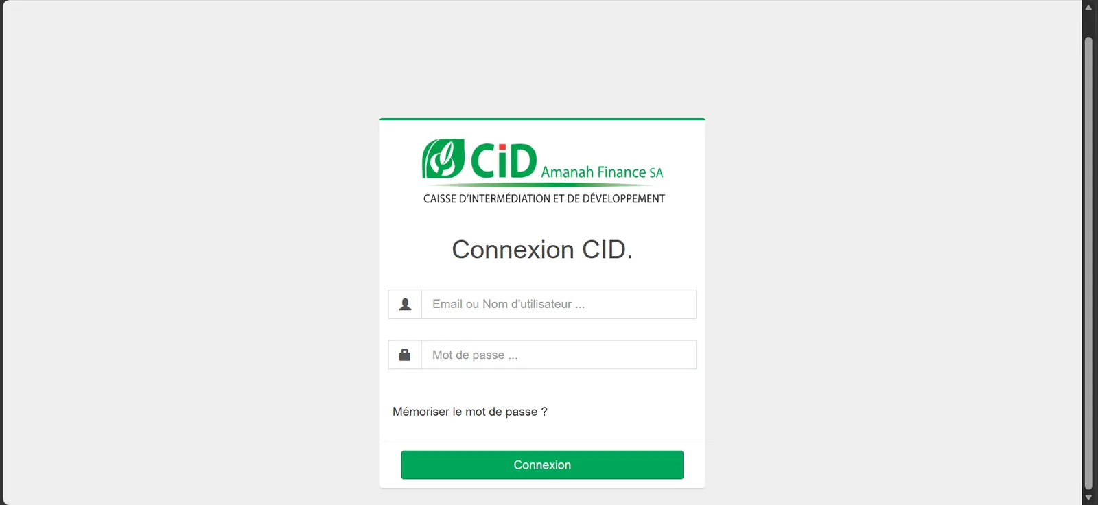 Écran de l’application CID Amanah Finances